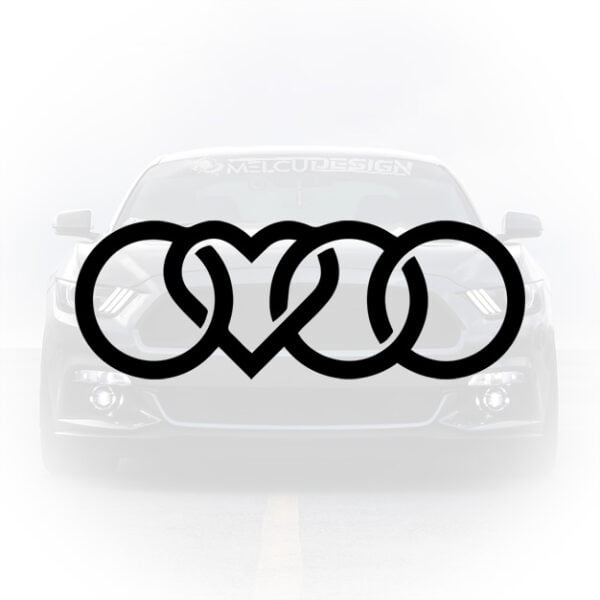 emblema audi cu inimă sticker auto cercuri audi personalizate negru