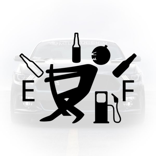 Sticker auto clapeta rezervor cu sticle de bere, design amuzant și rezistent pentru orice mașină