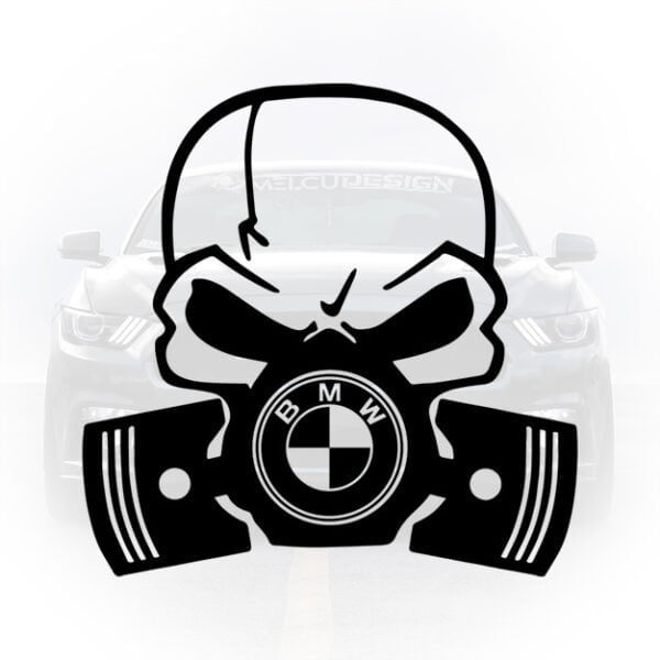 sticker auto bmw craniu cu pistoane piston skull design tuning agresiv