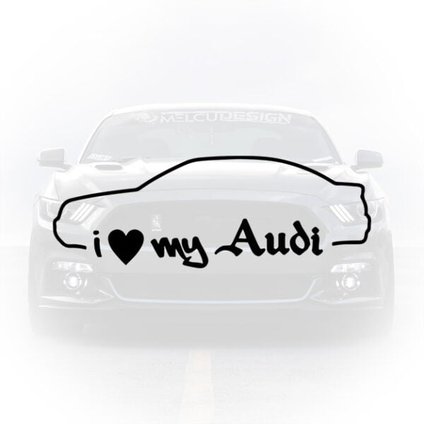 sticker autocolant i love my audi cu silueta masina tuning minimalist melcudesign accesorii fani audi