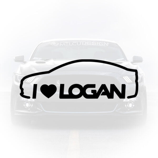 Sticker auto I love my Logan 2 siluetă Dacia