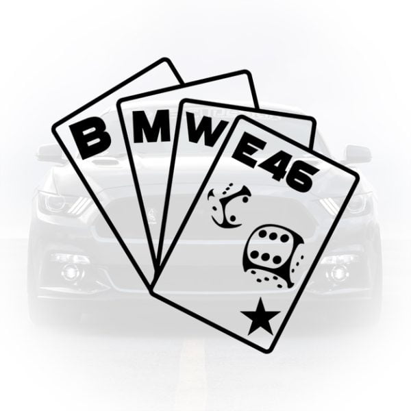 Sticker auto BMW cu cărți de joc și zaruri – design e46 MelcuDesign
