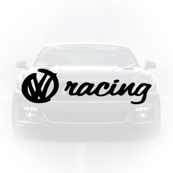Sticker auto negru cu logo Volkswagen si scris racing MelcuDesign