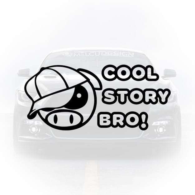 • decal auto amuzant purcel cu șapcă Cool Story Bro