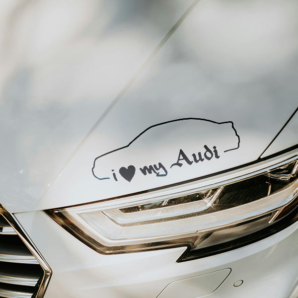 sticker autocolant i love my audi cu silueta masina tuning minimalist melcudesign accesorii fani audi