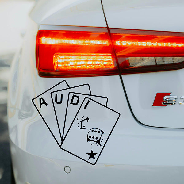 sticker auto audi carti de joc cu zaruri design poker tuning audi