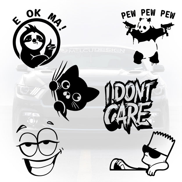 set 6 stickere auto i don’t care mesaj amuzant
