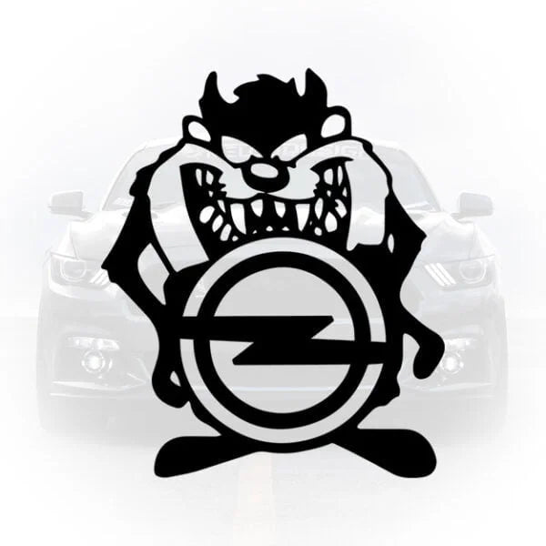 Sticker auto cu logoul Opel Si Taz Diavolul tazmanian