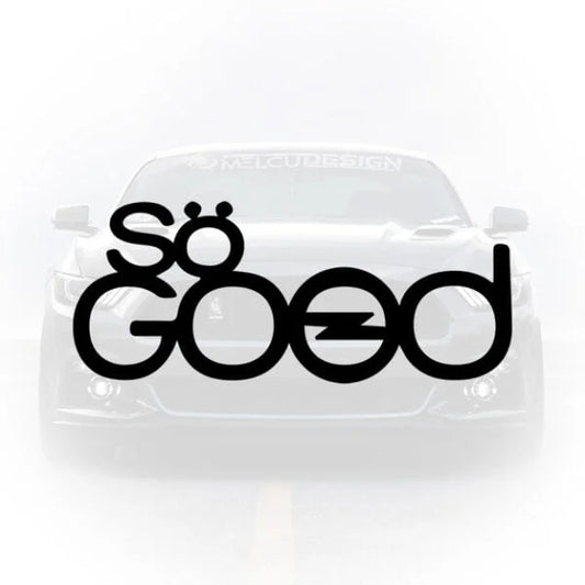 Sticker auto cu textul stilizat So Good integrând logoul Opel