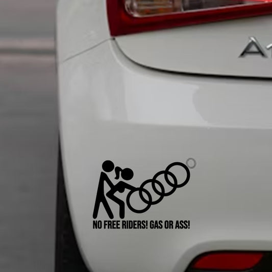 sticker amuzant audi no free riders gas or ass tuning decal umor auto melcudesign autocolant geam