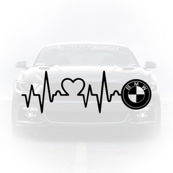 sticker auto bmw heartbeat logo linie ekg design pasional