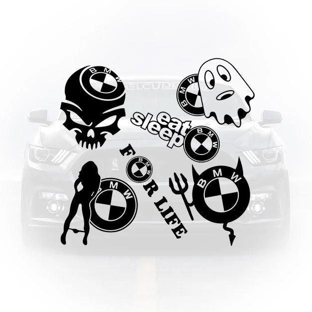 Set Stickere Auto - Bmw For Life & Lifestyle - 6 bucăți x 15 cm