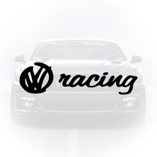 Sticker auto negru cu logo Volkswagen si scris racing MelcuDesign