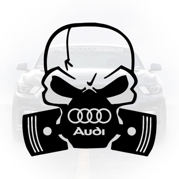 sticker auto audi skull pistons motorsport agresiv