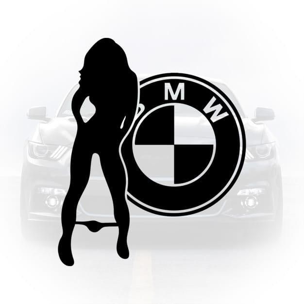 sticker masina bmw silueta feminina decal auto
