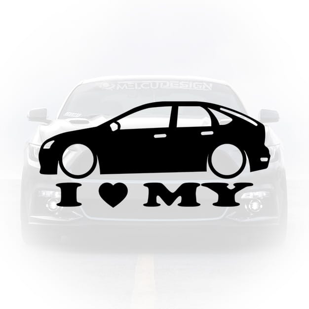 sticker auto i love my focus design silueta hatchback autocolant masina