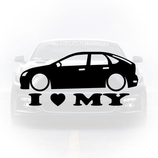 sticker auto i love my focus design silueta hatchback autocolant masina