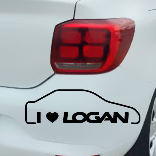 Sticker Auto – I Love My Logan 2 – Siluetă Dacia