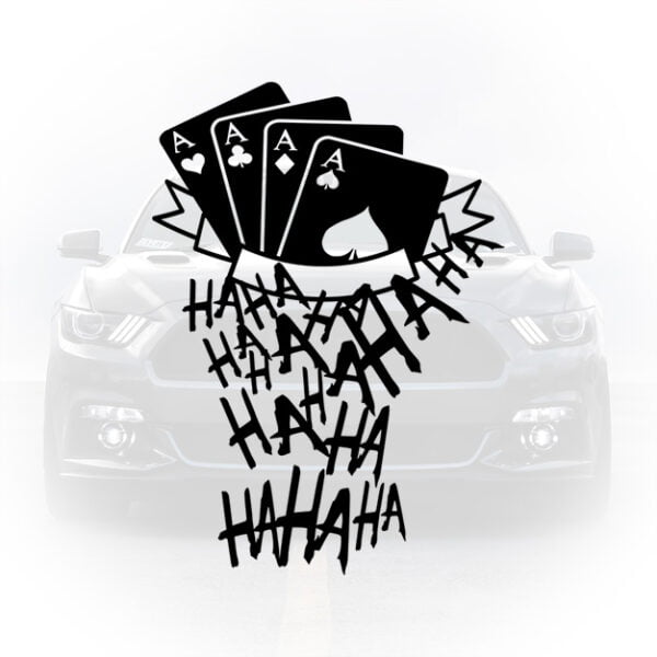 autocolant masina mesaj umoristic Joker și cărți de joc
