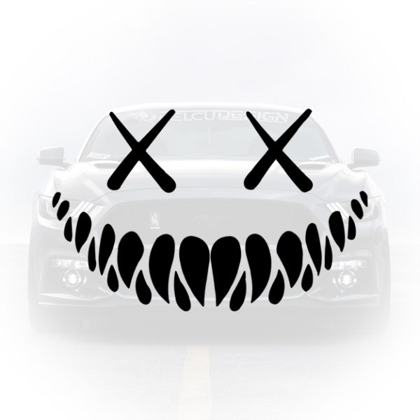sticker auto monster face ochi și dinți monstru

