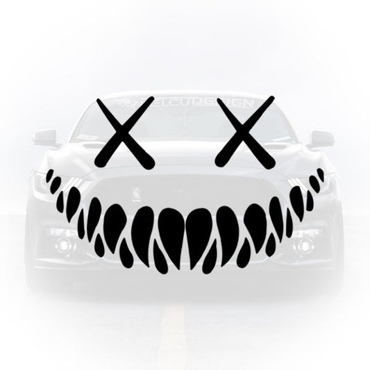 sticker auto monster face ochi și dinți monstru

