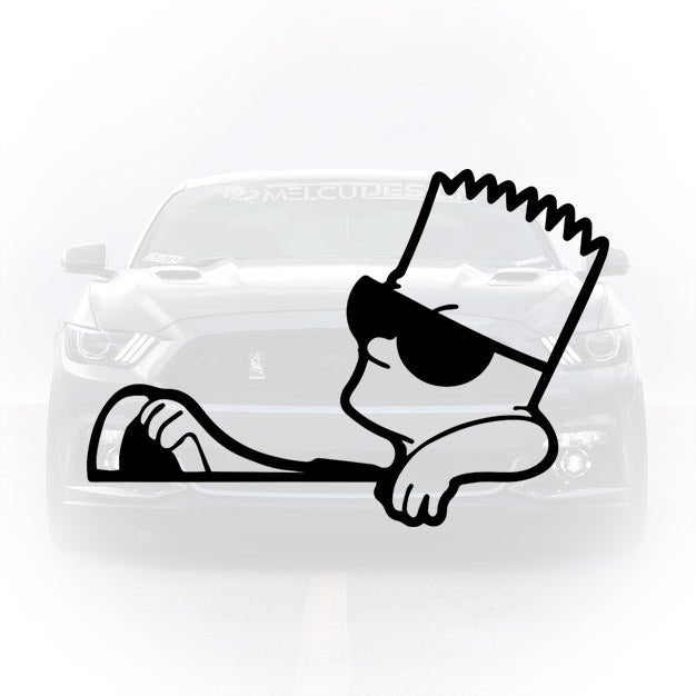 sticker auto Bart Simpson conduce design amuzant
