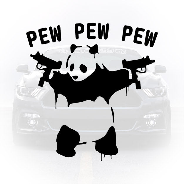 sticker auto pew pew pew bear design amuzant

