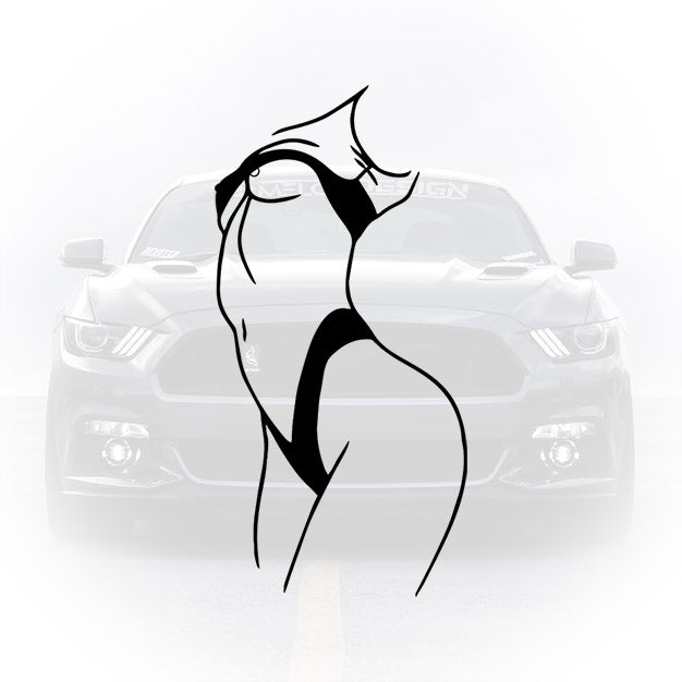sticker auto silueta sexy femeie tuning masina
