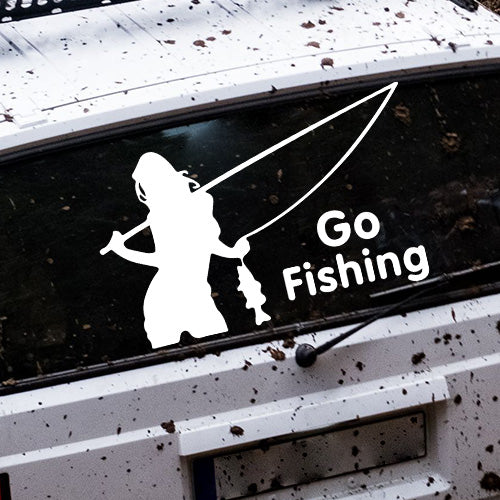 Sticker auto - Go Fishing sexy silueta pescuit