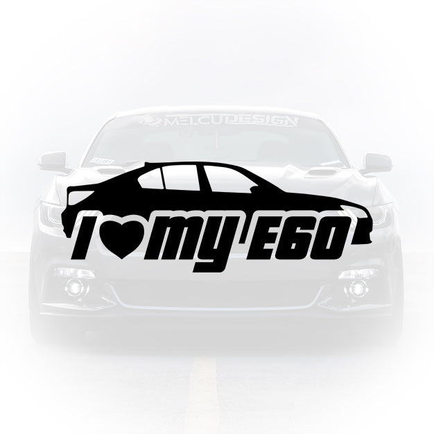• Sticker auto „I Love My E60” silueta BMW Seria 5

