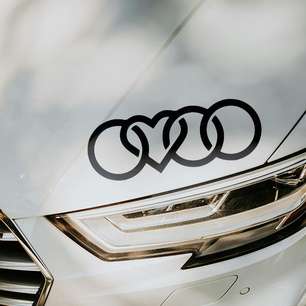 emblema audi cu inimă sticker auto cercuri audi personalizate negru