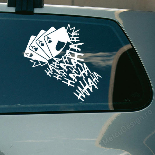 autocolant masina mesaj umoristic Joker și cărți de joc
